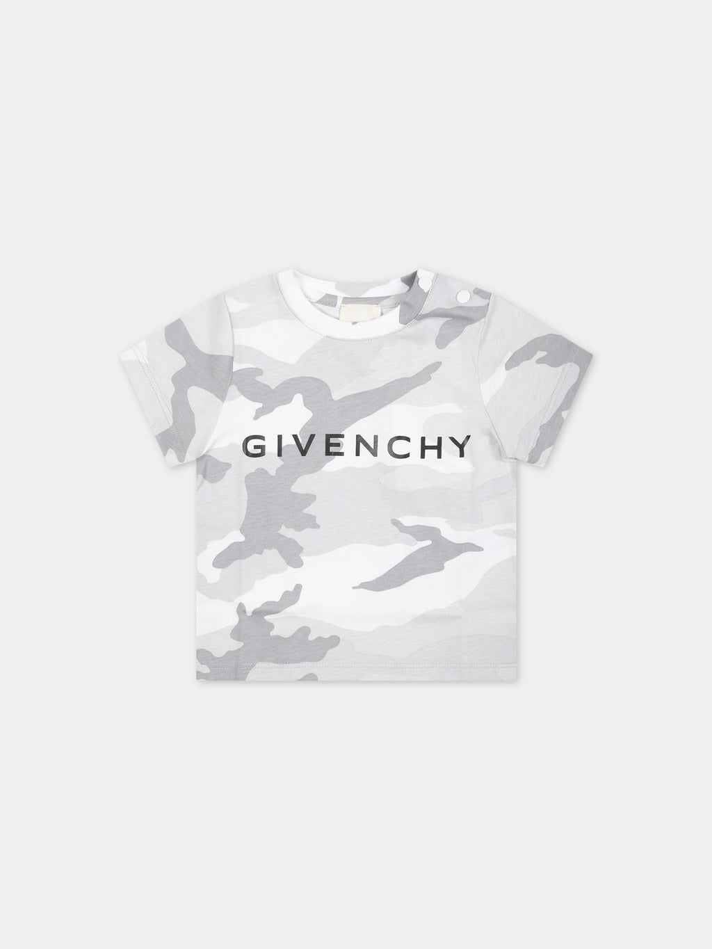 Gray t-shirt for baby boy with camouflage print